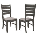 Padded Seat Dining Chairs with Tapered Slats - Set of 2, Dark Gray or Black