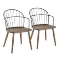 Farmhouse Office Chair with Spindle-Back Design - Dark Brown