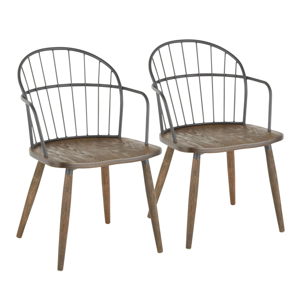 Farmhouse Office Chair with Spindle-Back Design - Dark Brown