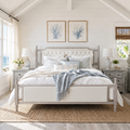 King Size Upholstered Platform Bed with Velvet Button Tufted Headboard