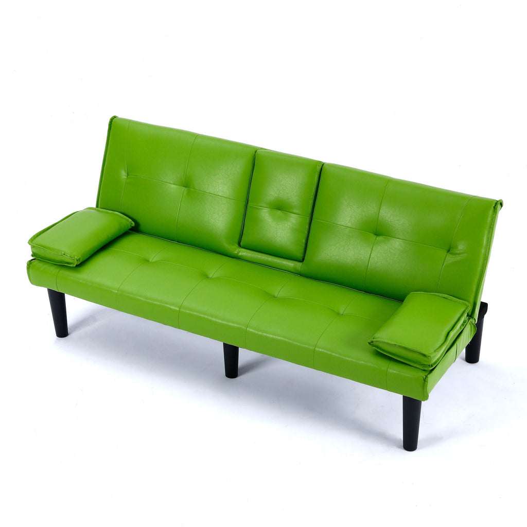 Foldable Sofa Bed with Cup Holder and Solid Wood Frame - Multiple Colors
