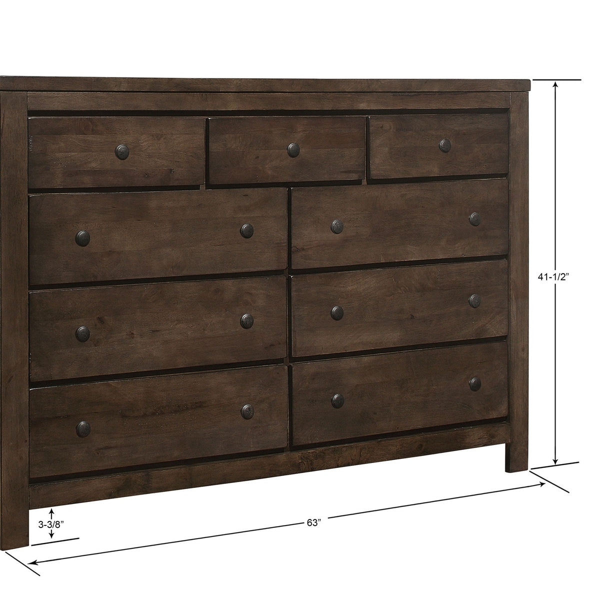 9 Drawer Dresser with Farmhouse Design - Brown
