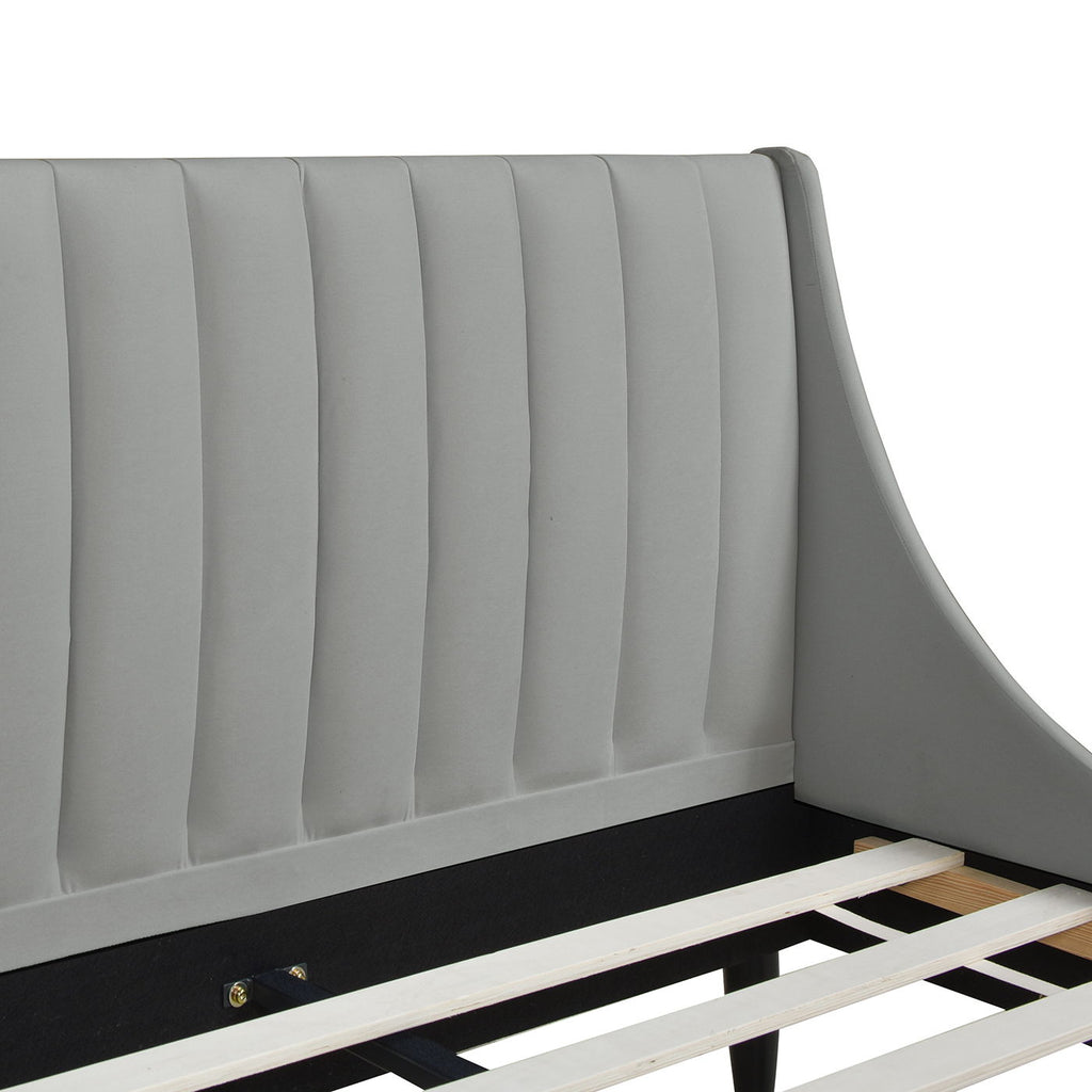 Vertical Tufted Modern Headboard Platform Bed Set with Upholstered Finish - Multiple Colors