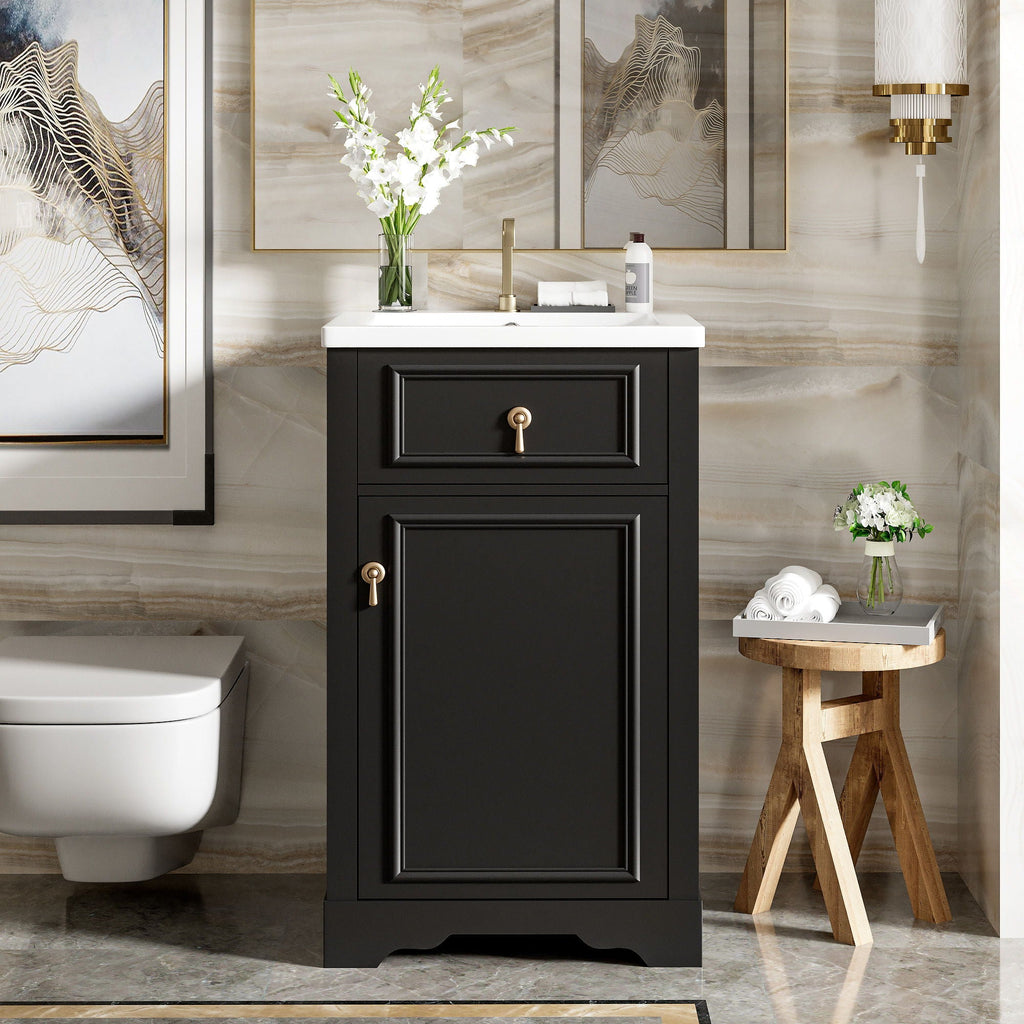 Elegant Bathroom Vanity with Ceramic Sink and Soft-Close Door - Multiple Colors