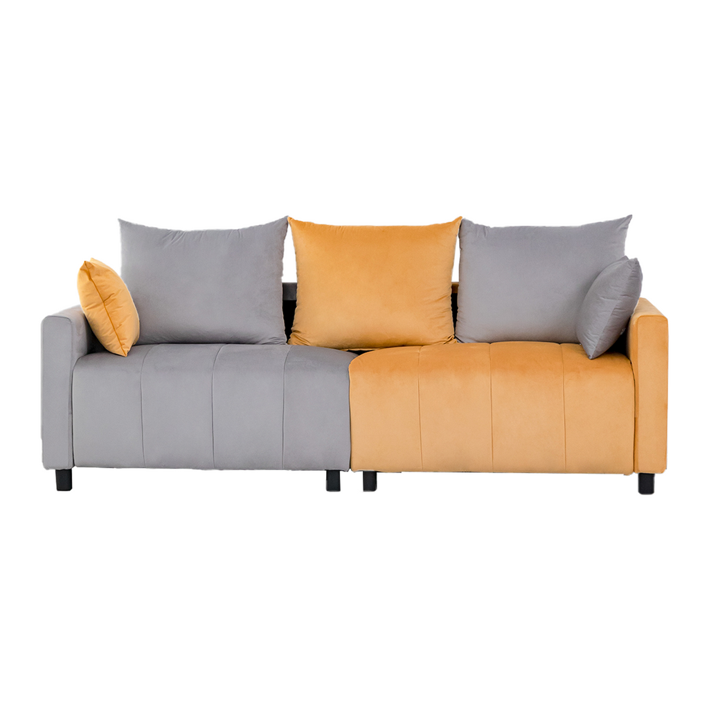 Velvet Modern 2-Seater Sofa with Chrome Accents - Light