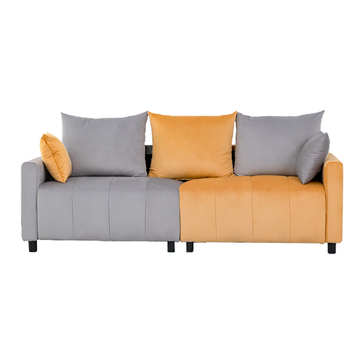 Velvet Modern 2-Seater Sofa with Chrome Accents - Light