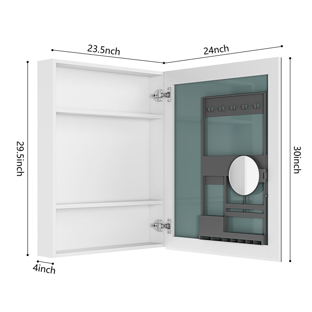 24" W x 30" H Surface Frameless Mirror Medicine Cabinet