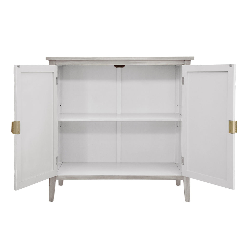 Light Gray 2 Door Cabinet with Adjustable Shelf - Bedroom Storage