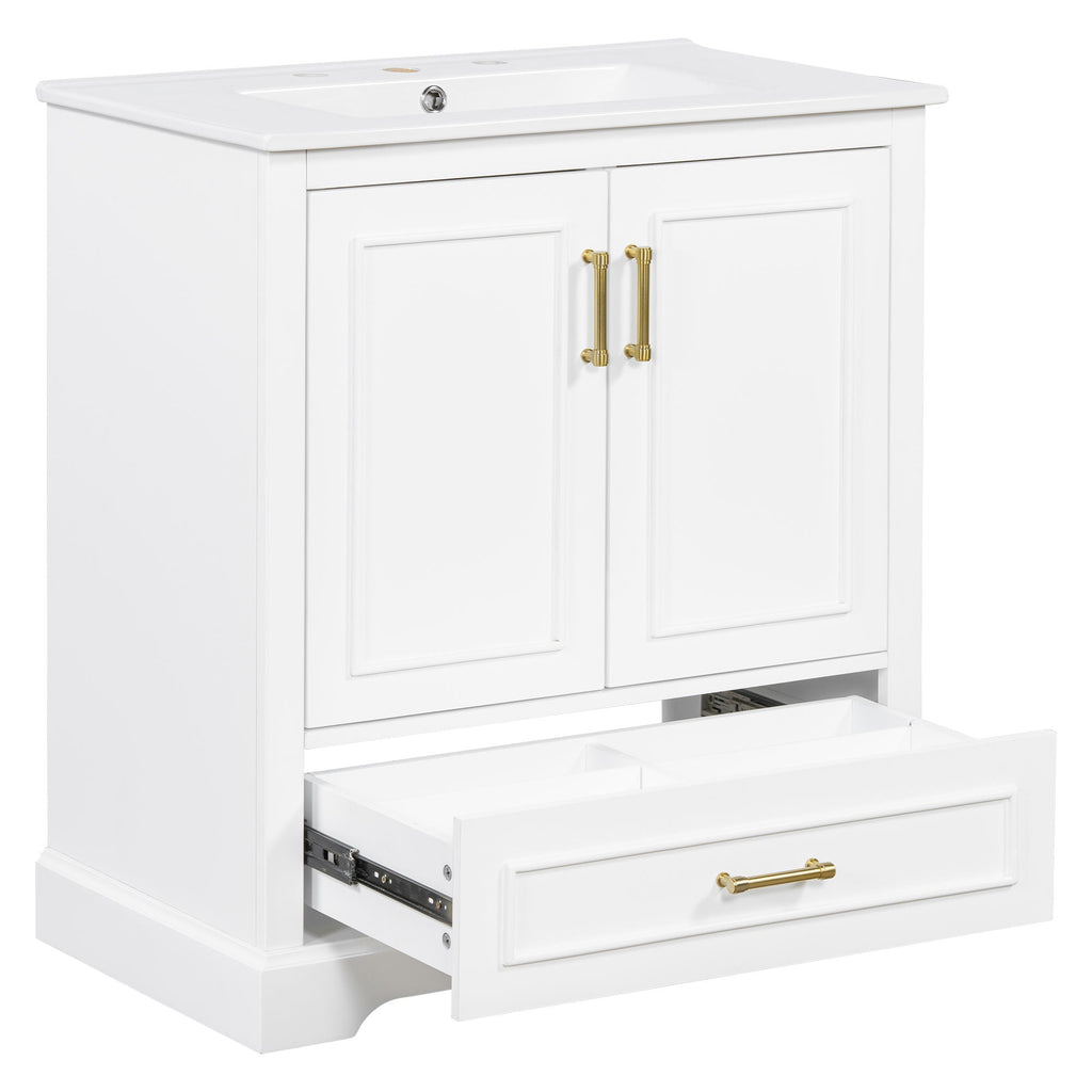 Bathroom Vanity with Sink and Soft Close Doors - White, Black, Green, or Gray