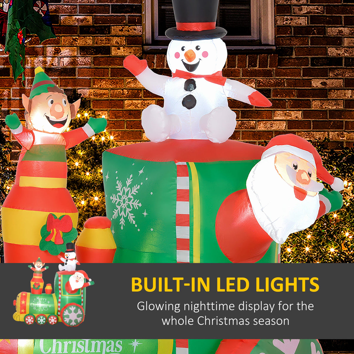5.9' Christmas Inflatables Train with LED Lights - Multi-Color