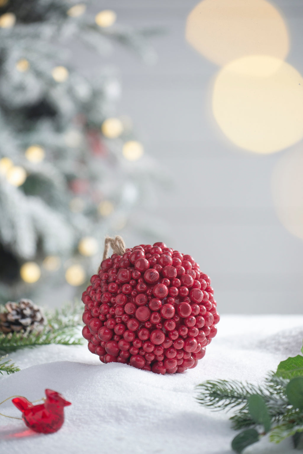 6.5" Traditional Red Berry Ball Accessory with Foam Construction - Red