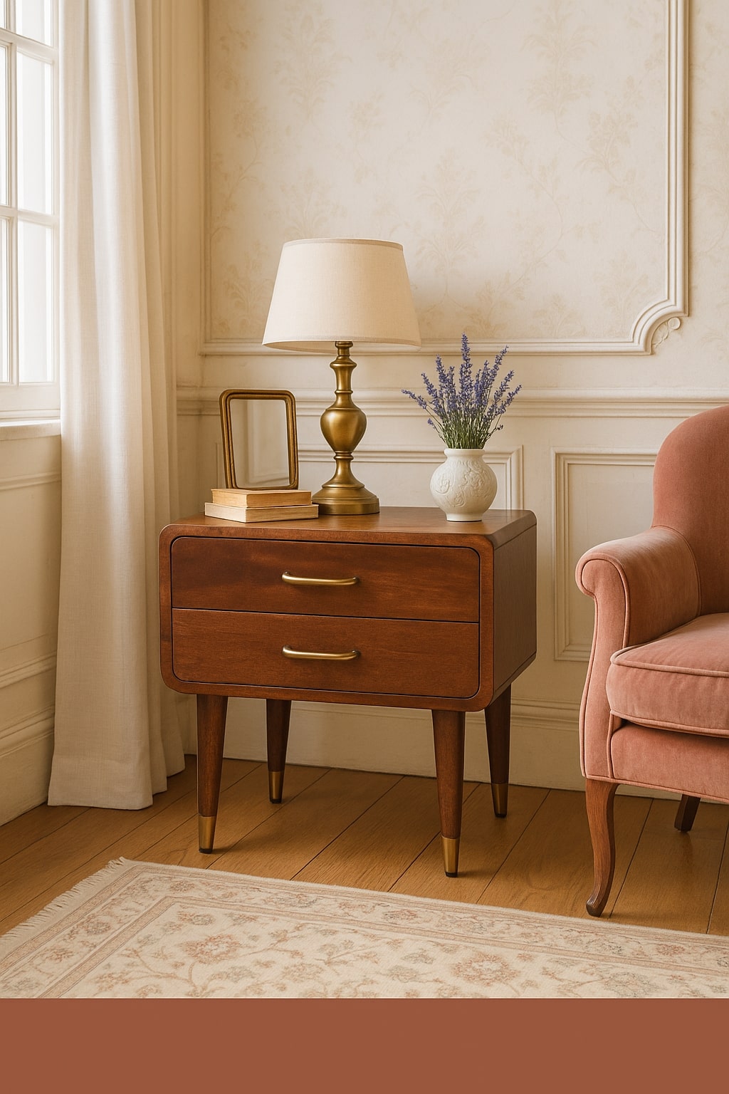 Solid Wood Astor 2-Drawer Nightstand with Storage - Natural Wood