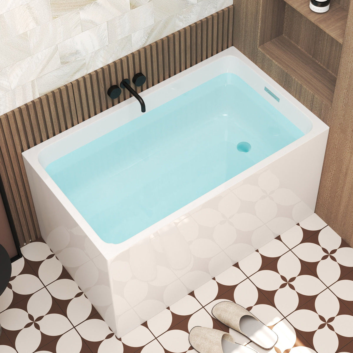 Gloss White Freestanding Bathtub with Drain – Rectangular Shape