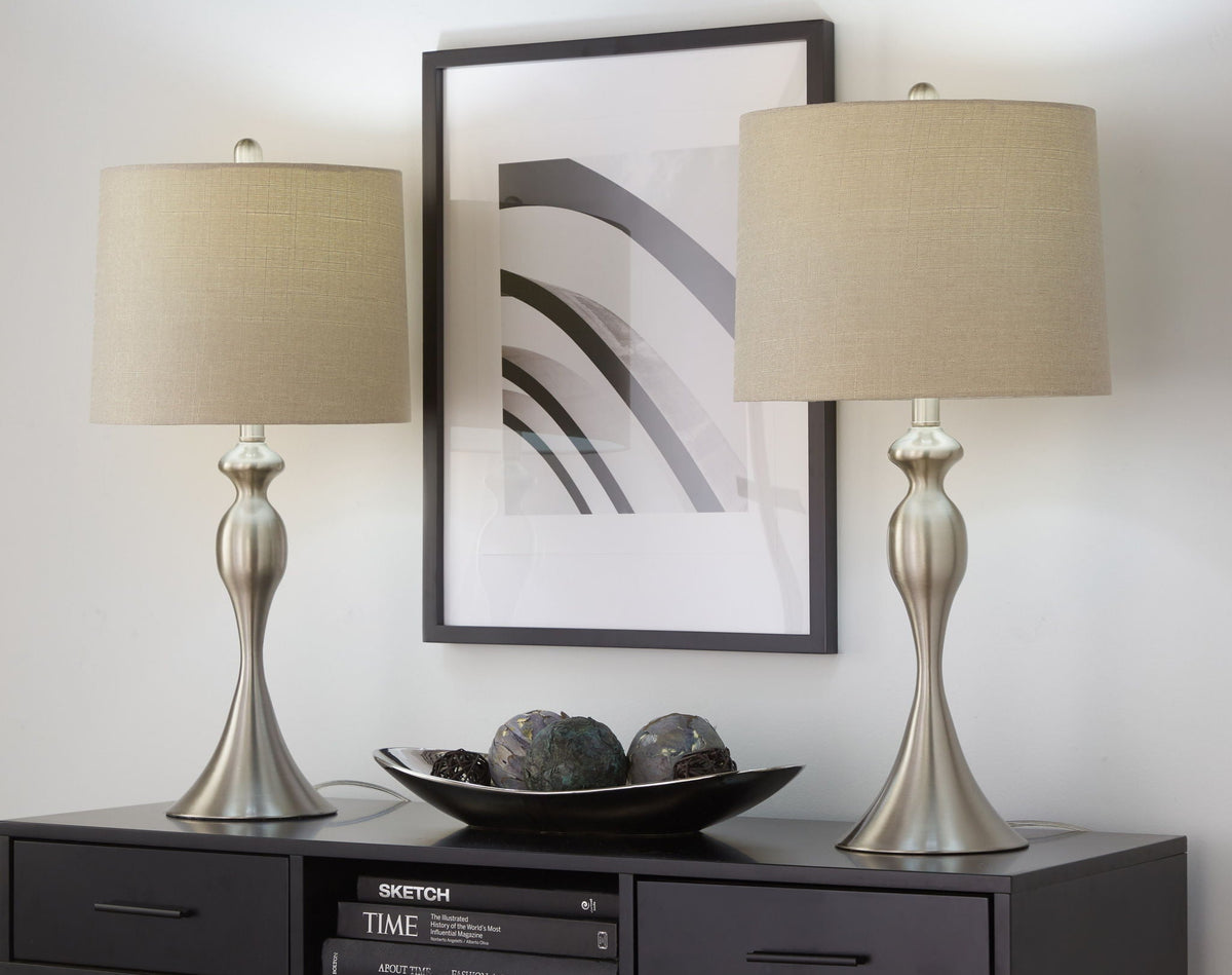 Ashland Contemporary Table Lamp Set with Double-Layer Shade - Multiple Colors