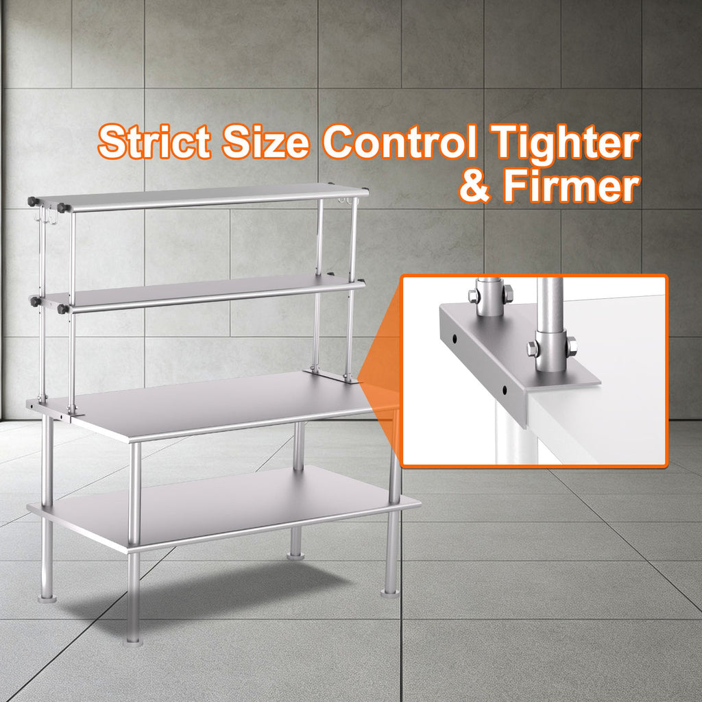 Stainless Steel Adjustable Kitchen Shelf with Adjustable Design - 60 Inch