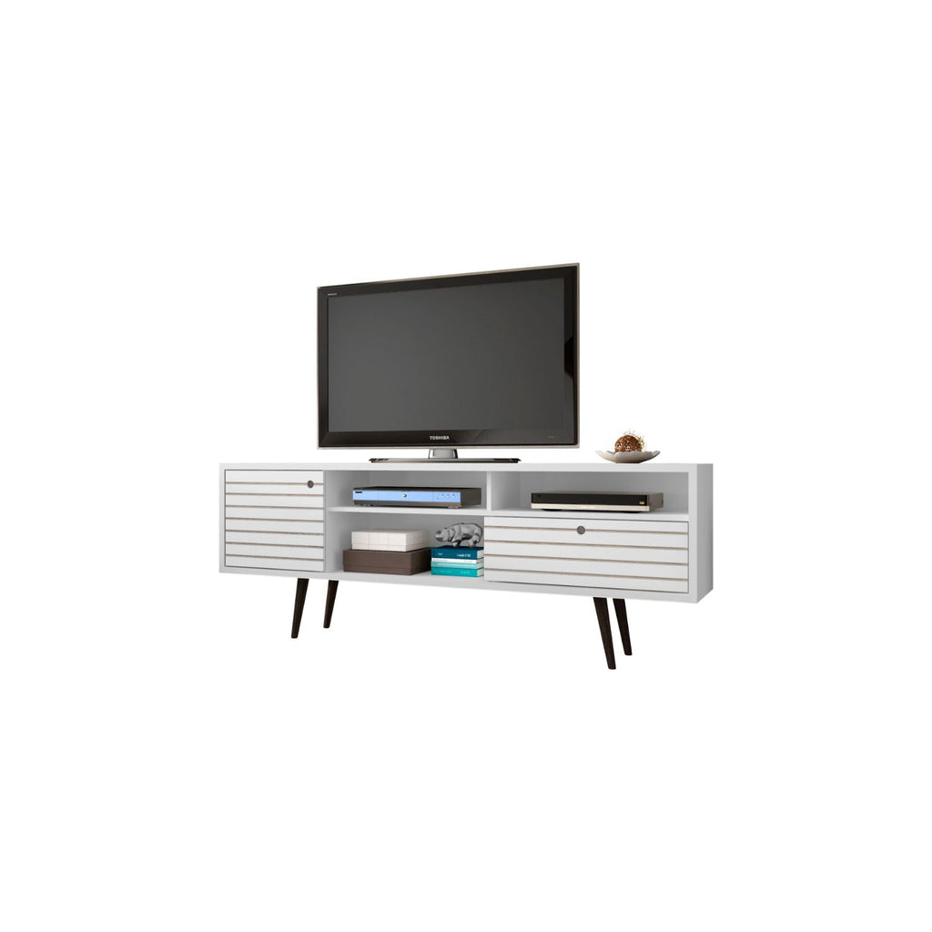 TV Stand with Wire Management and Storage - Light Brown or White