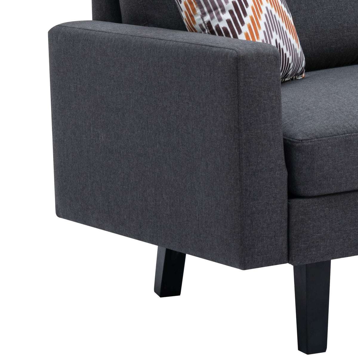 Minimalistic Stationary Sofa with 2 Throw Pillows - Select Color