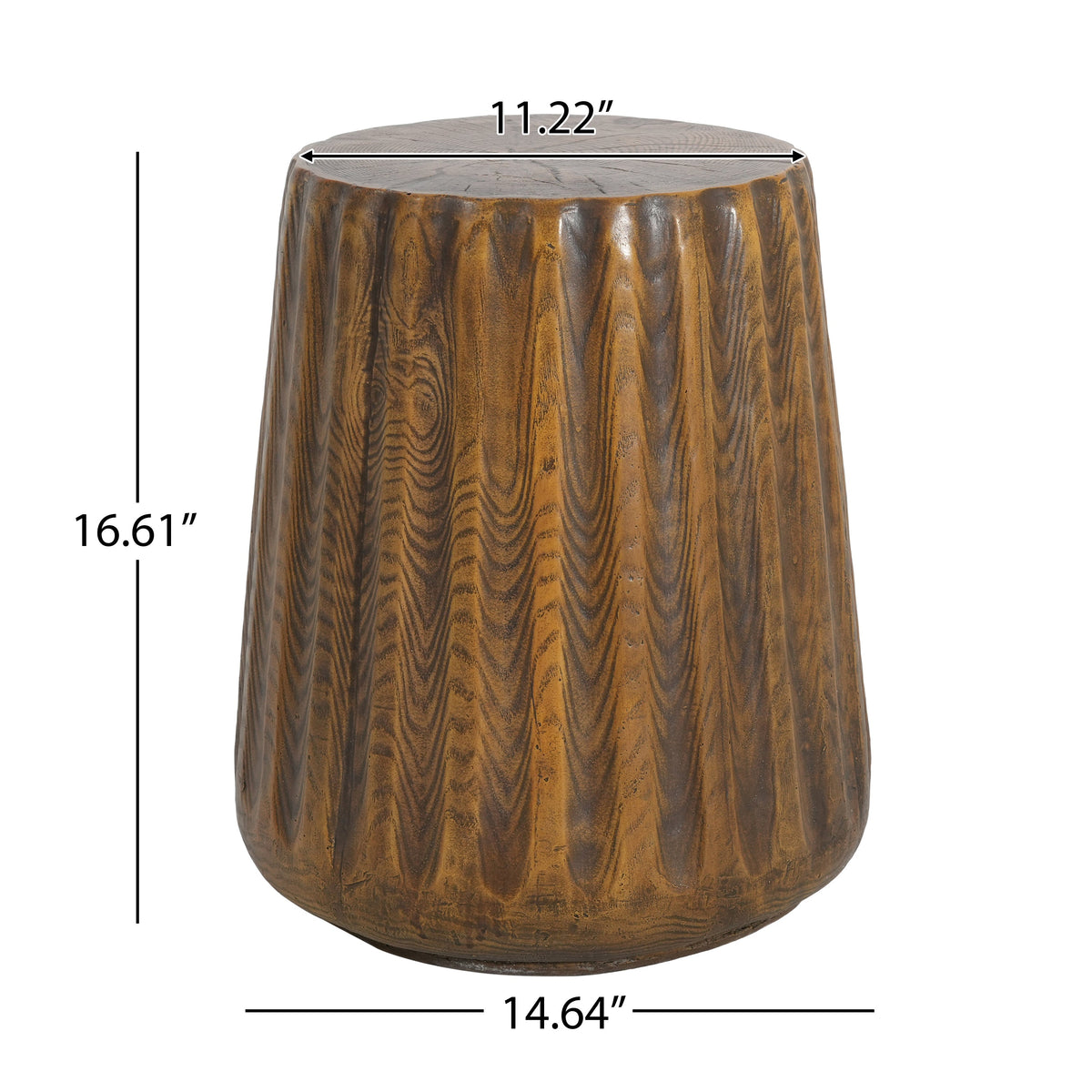 Tree Stump Style Side Table with Weather-Resistant Construction - Natural Wood Look