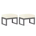 All-Weather Patio Ottomans with Thick Cushions - Beige or Dark Gray