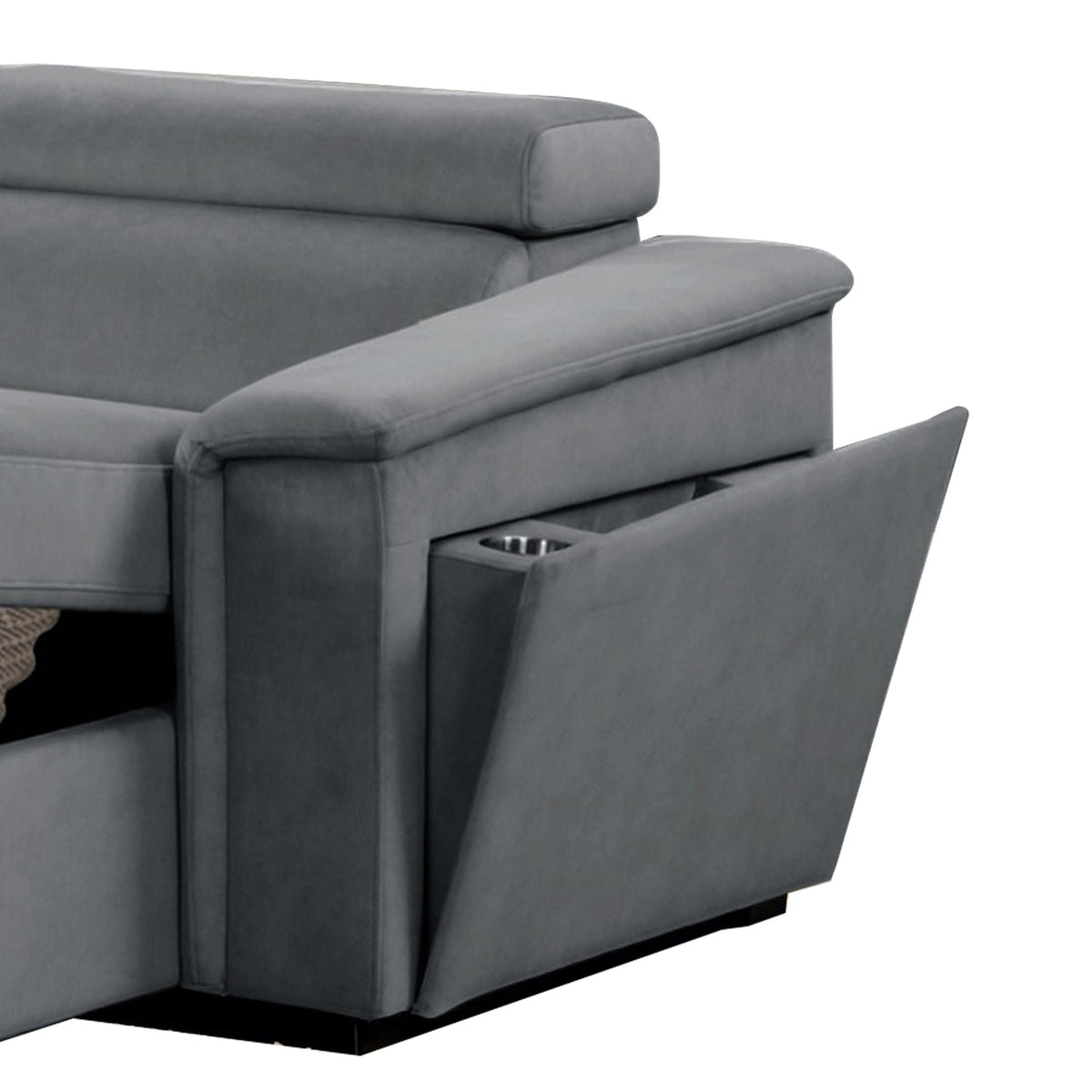 Power Recliner Sleeper Sectional with Adjustable Headrest and Storage - Dark Gray or Beige