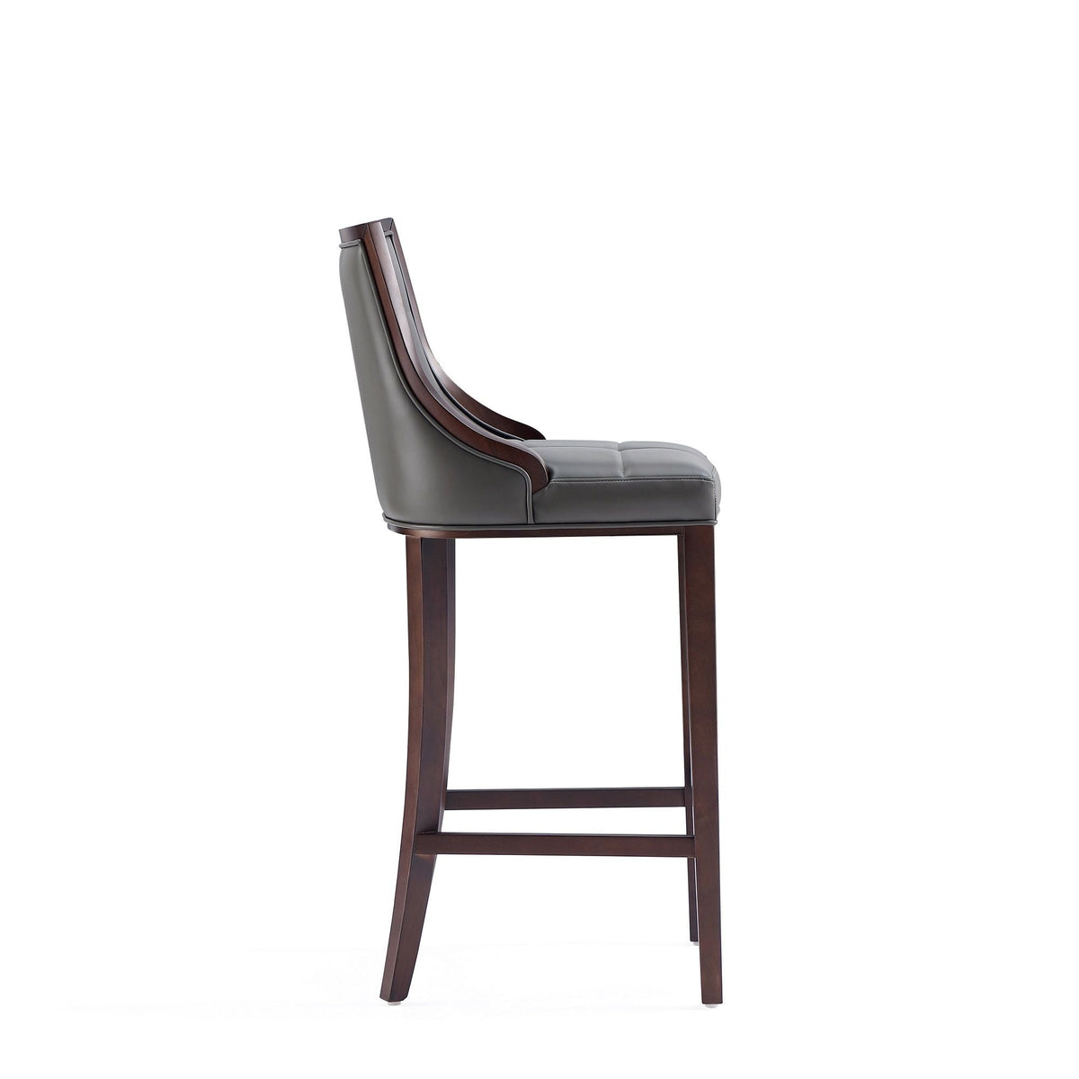 White Bar Height Stool with Solid Wood Frame - Traditional Design
