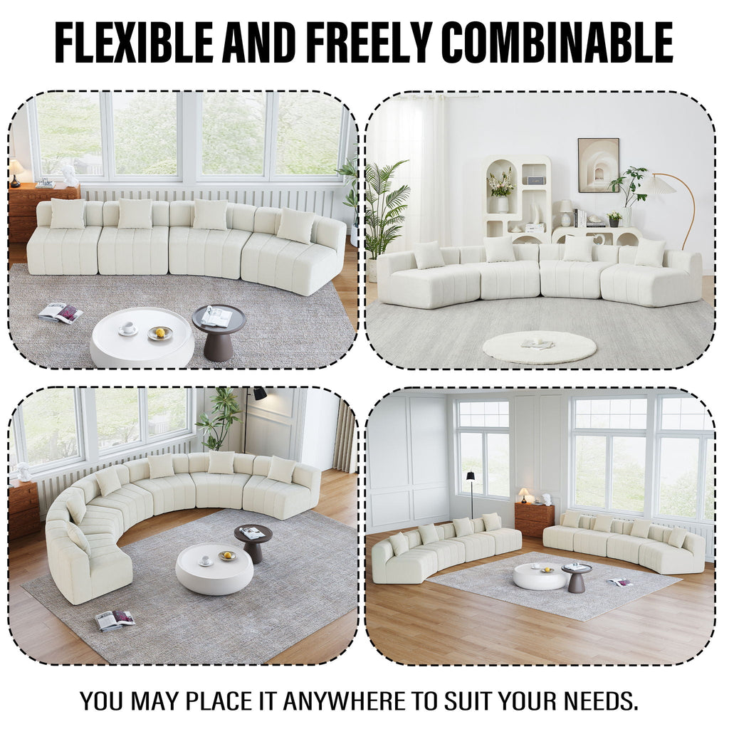 Modular Sectional Sofa with 2 Pillows – Symmetrical Design