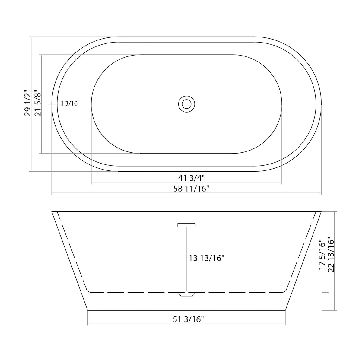 Gloss Freestanding Soaking Bathtub with Overflow and Drain - White