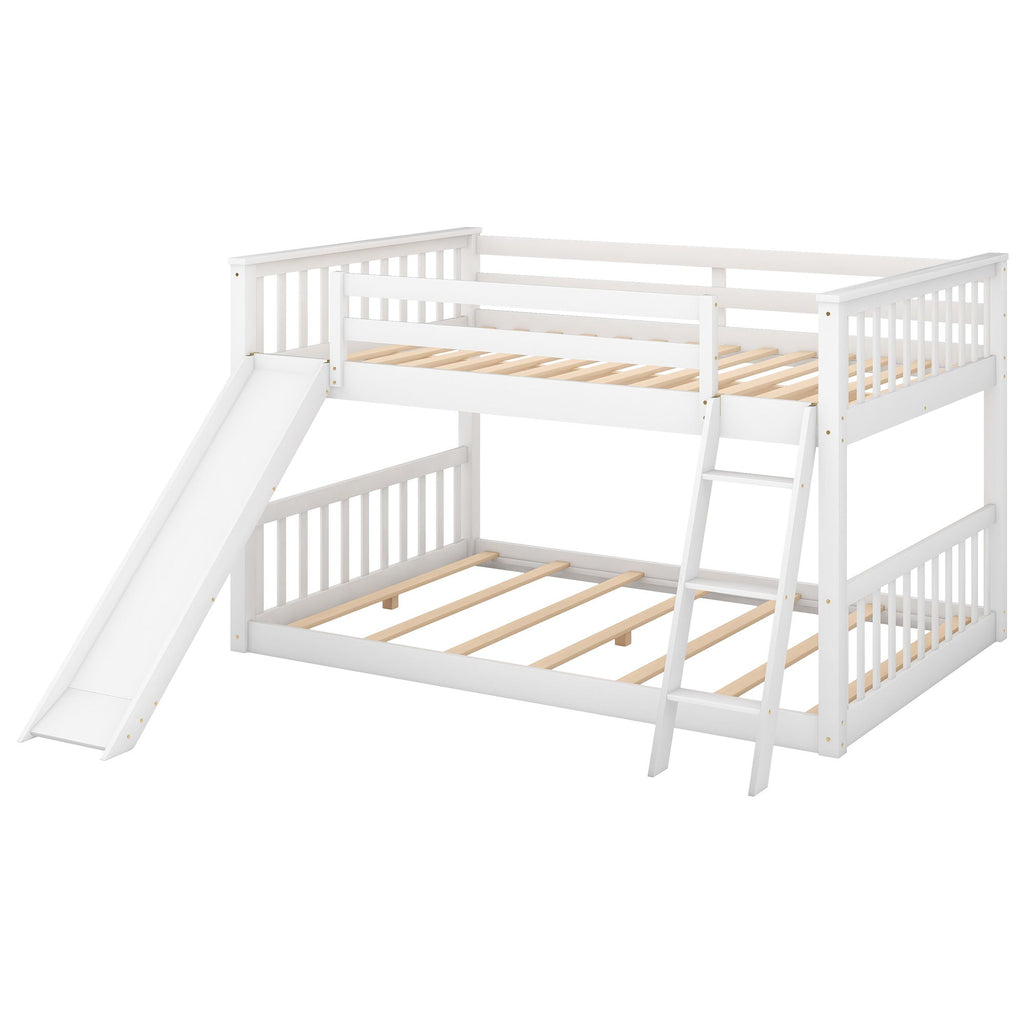 Bunk Bed with Convertible Slide and Ladder - White or Dark Gray