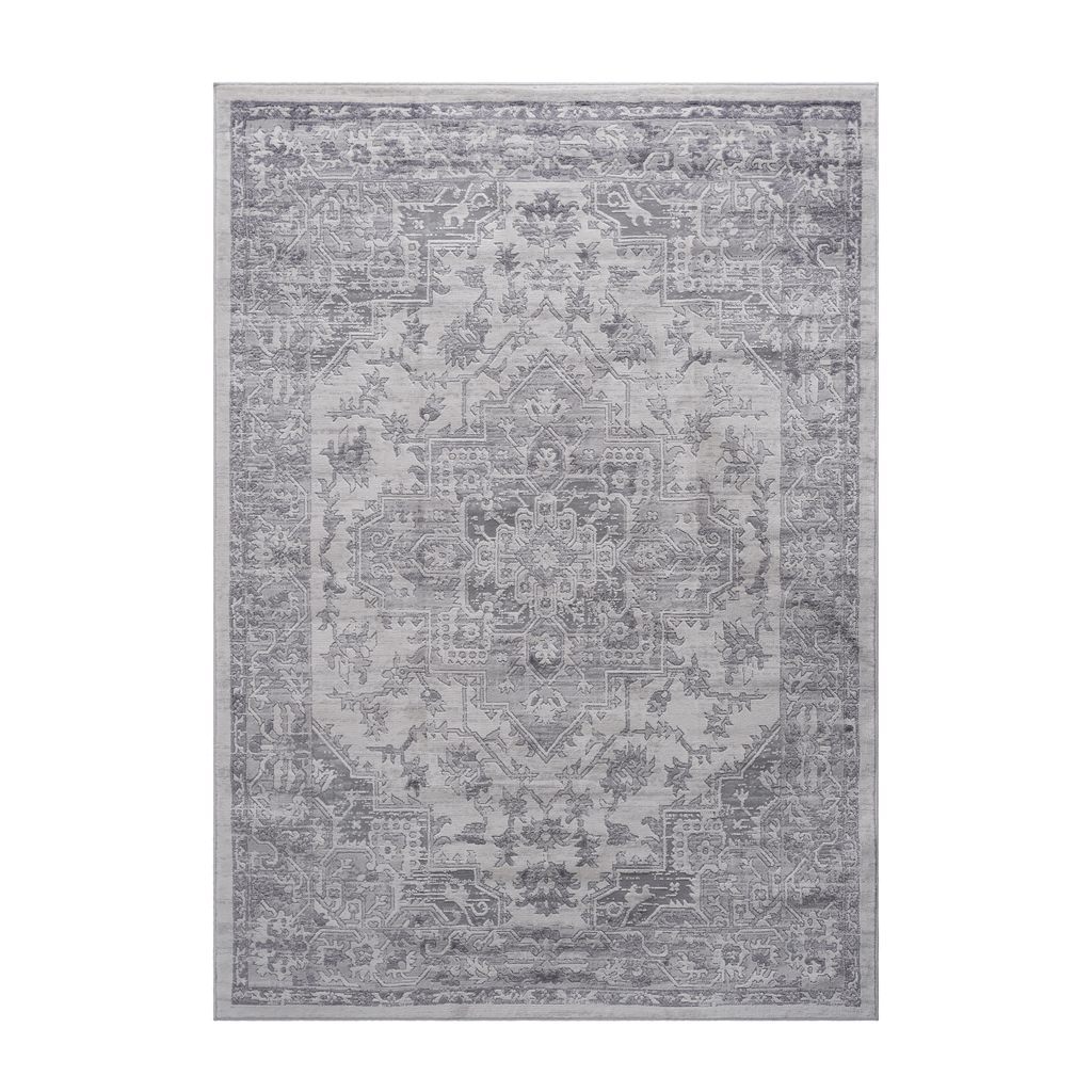 MARFI Collection 5.3X7.6 Rug with Easy-Care Polyester - Silver, Blue+Grey, Ivory