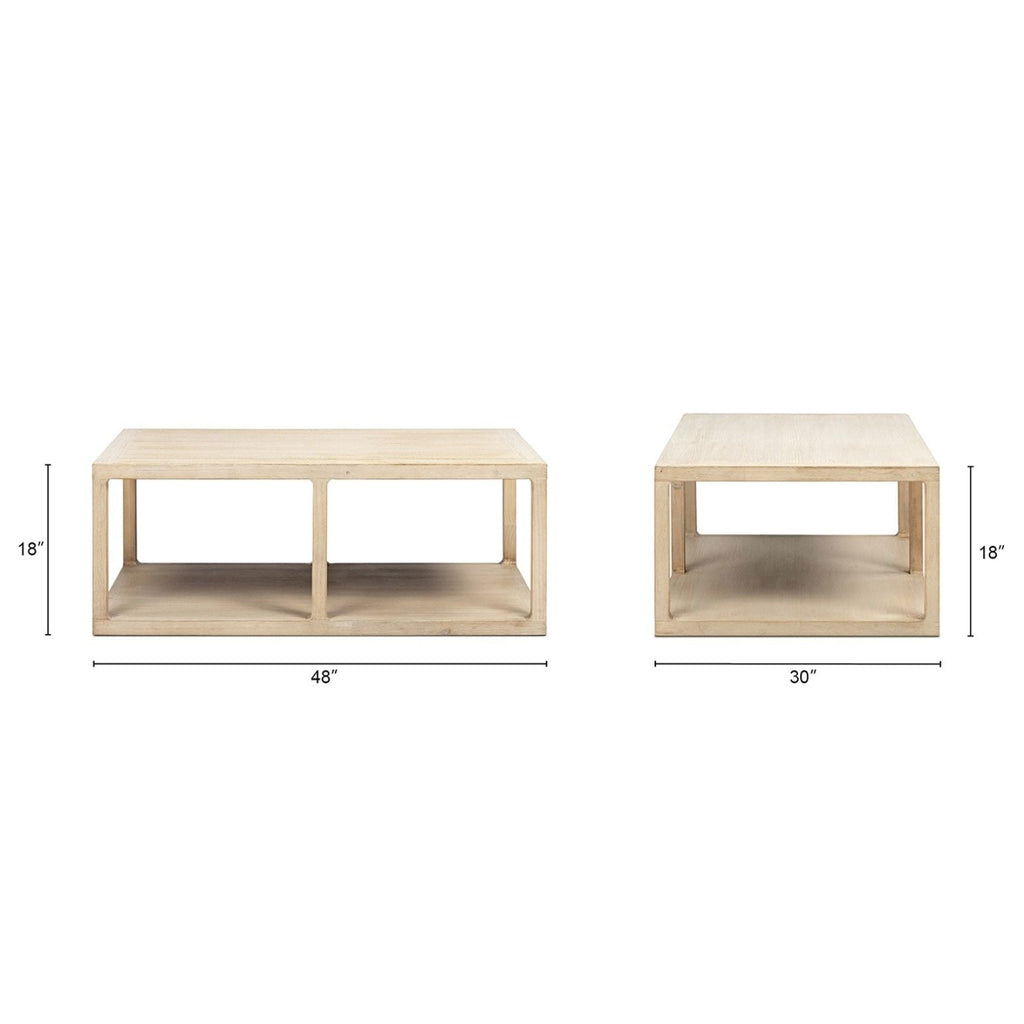 Natural Reclaimed Wood Coffee Table with Lower Shelf - Ellis
