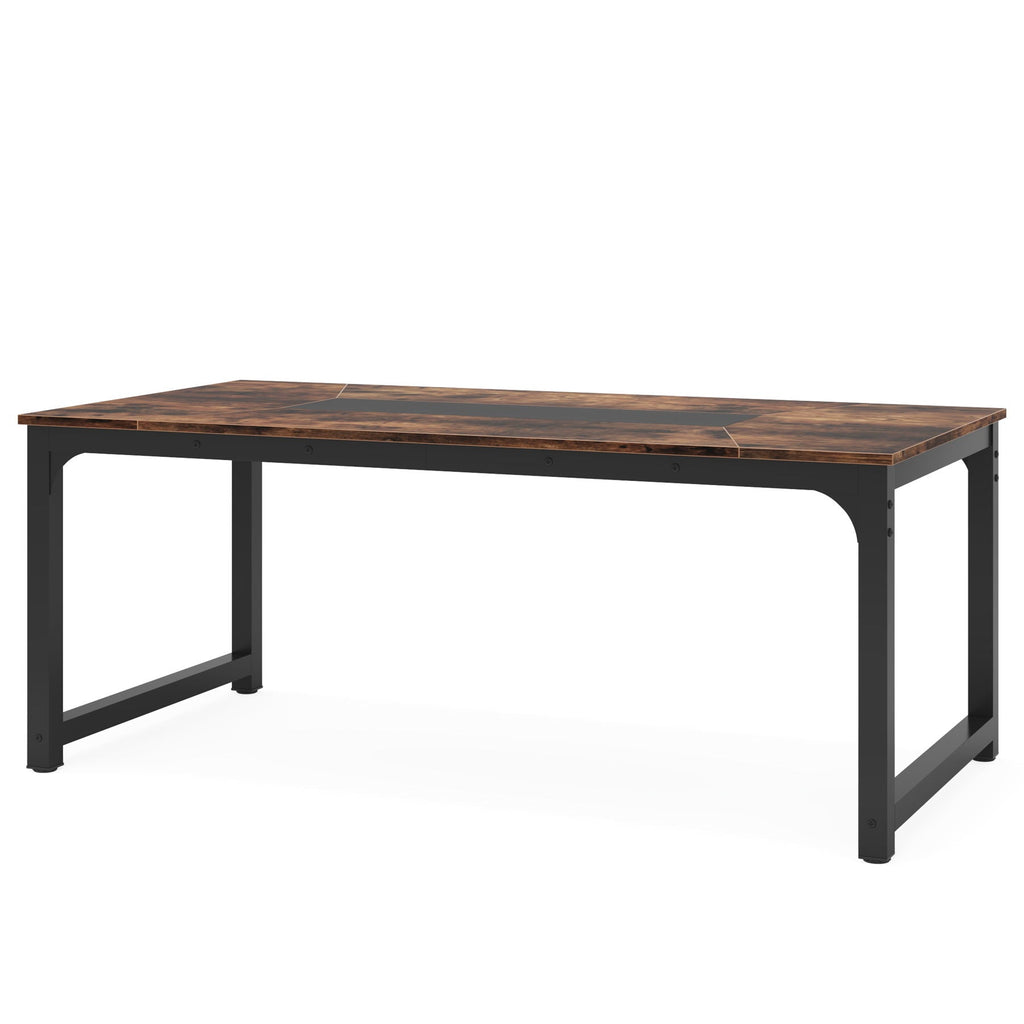 Rectangular Kitchen & Dining Room Table with Heavy-Duty Steel Frame - Brown / Black