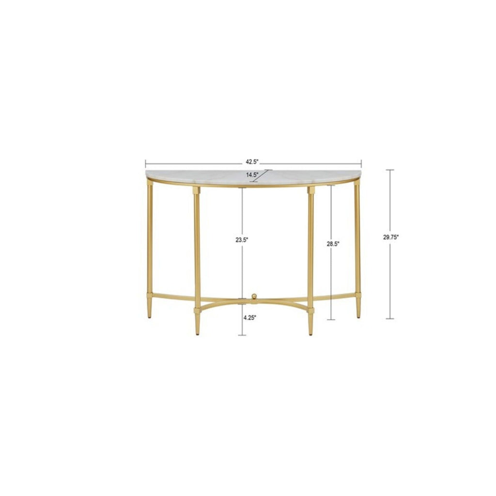 White Marble Console Table with Gold Metal Legs - Bordeaux