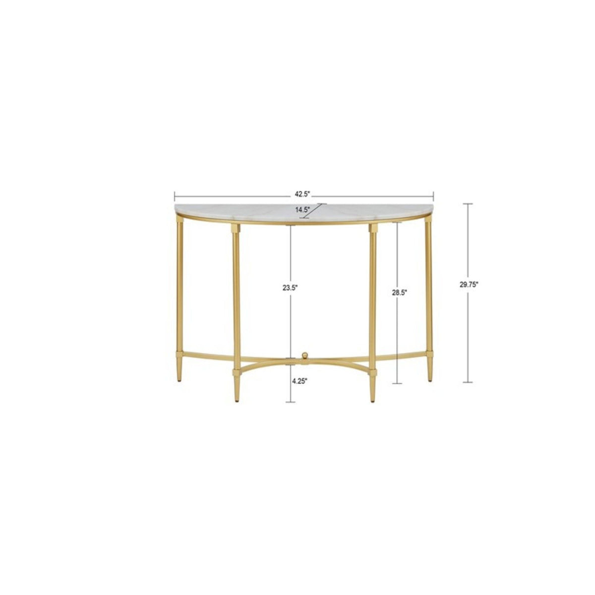 White Marble Console Table with Gold Metal Legs - Bordeaux