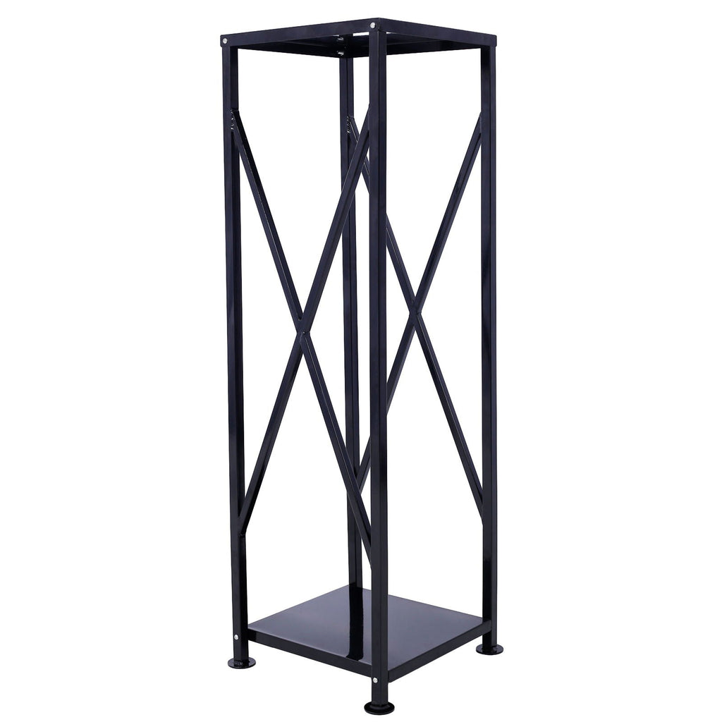 Decorative Firewood Storage Log Rack Holder with Openwork Design - Black