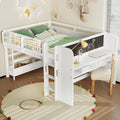Full Loft Bed with Multi-Storage Bookcases and Desk – White