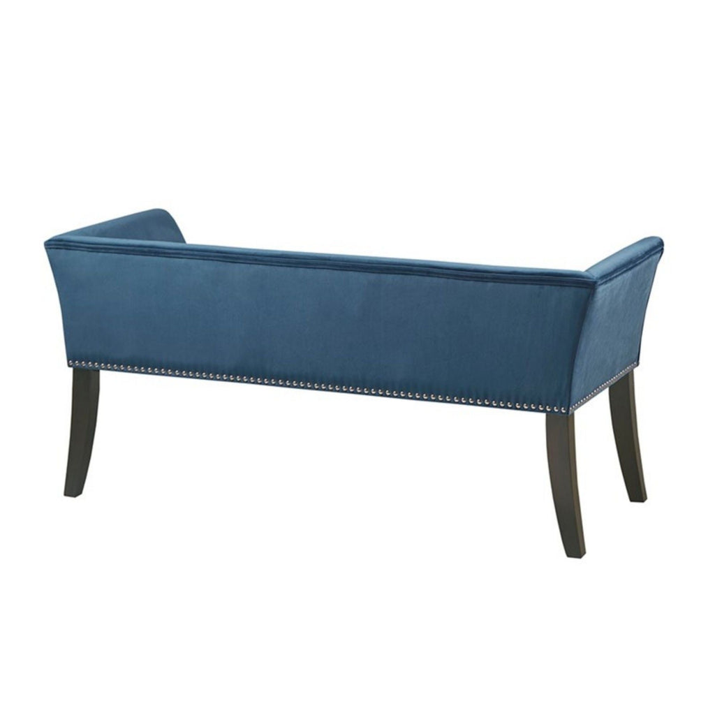 Welburn Upholstered Bench with Low Back and Flared Arms - Blue, Light Blue, or Beige