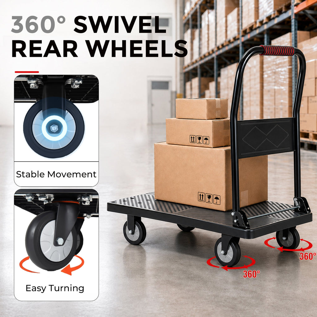Foldable Platform Truck Handcart with 660 lb Capacity - Steel