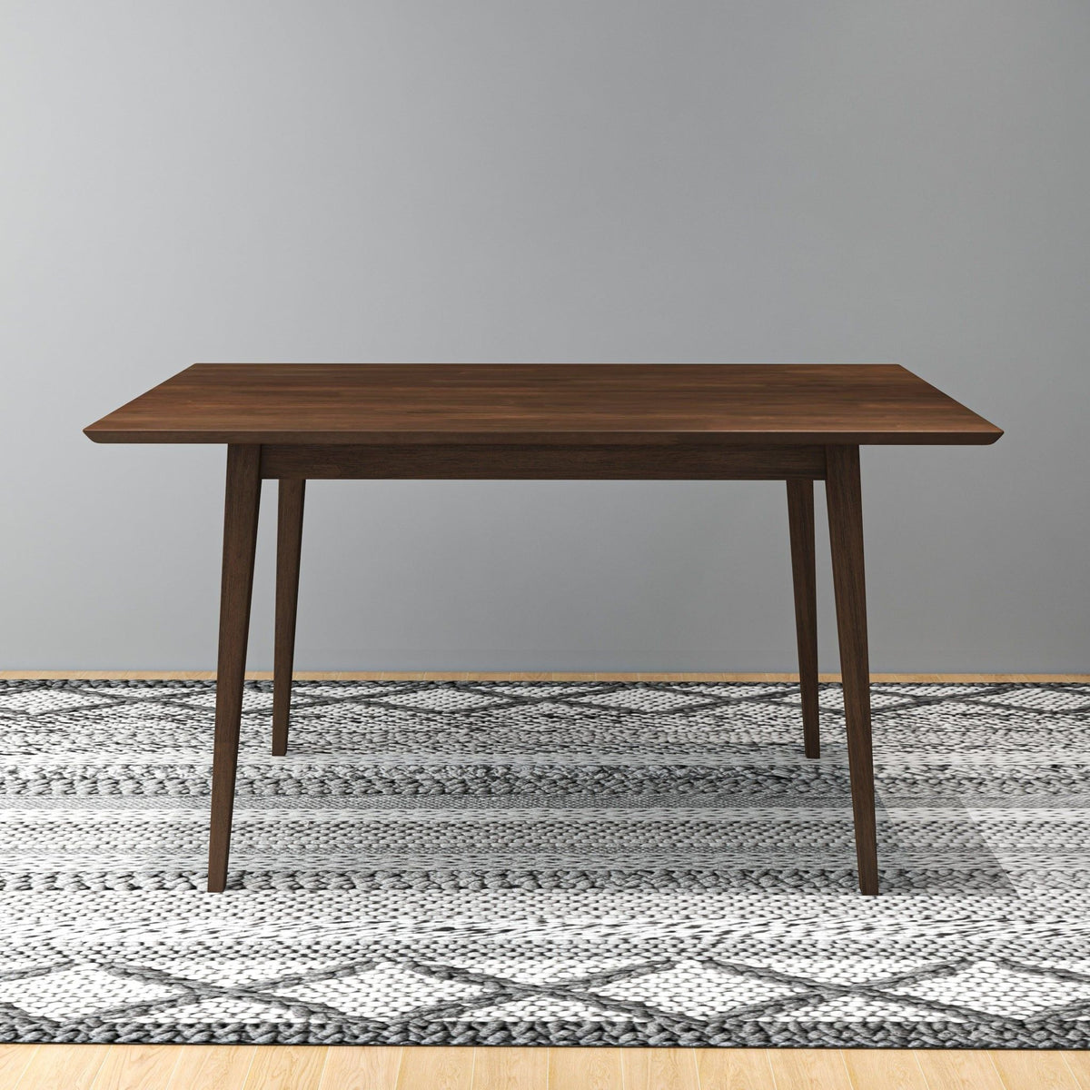 Mid-Century Modern Solid Wood Dining Table with Beveled Edges - Dark Brown or White