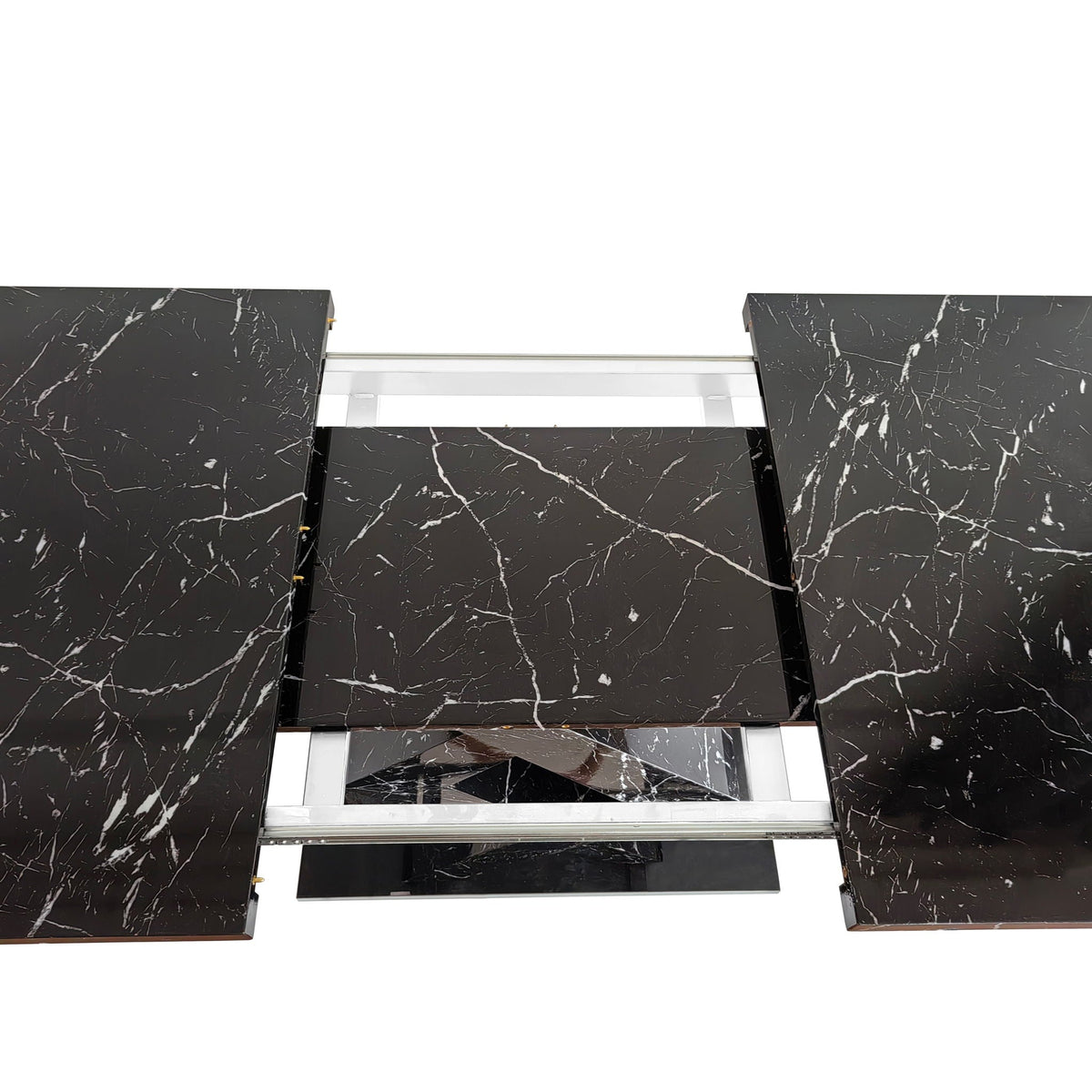 Modern Rectangle Dining Table with Stretchable Top and X Shape Legs - White or Black