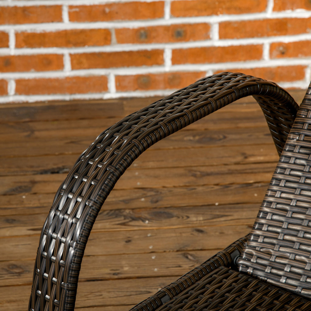Wicker Outdoor Chaise Lounge with Adjustable Backrest - Brown