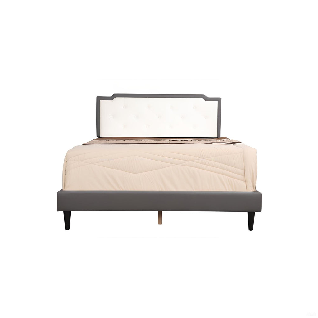 Two Tone Upholstered Bed with Button Tufted Headboard - Multiple Colors