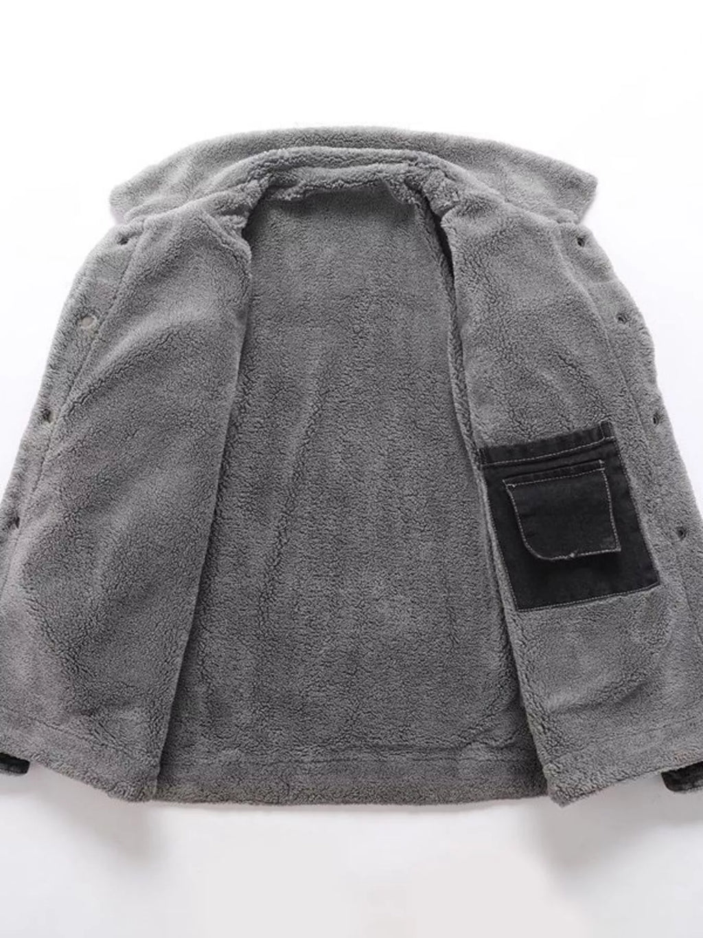 Men's Plus Size Button Up Sherpa Lined Denim Jacket
