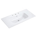 Glossy White Ceramic Integrated Bathroom Vanity Sink - Gloss White