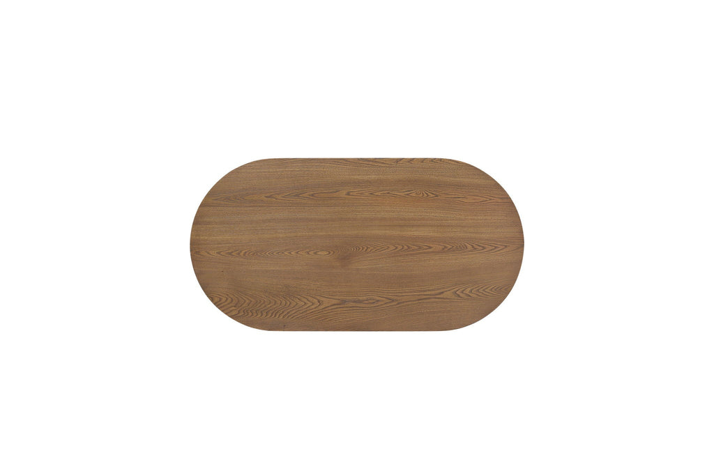 Light Brown Cocktail Table with Storage Shelf - Contemporary MDF & Elm Veneer