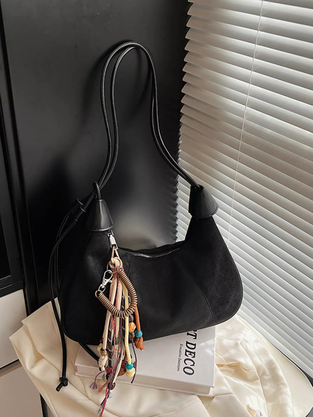 Vintage Suede Tassel Shoulder Bag