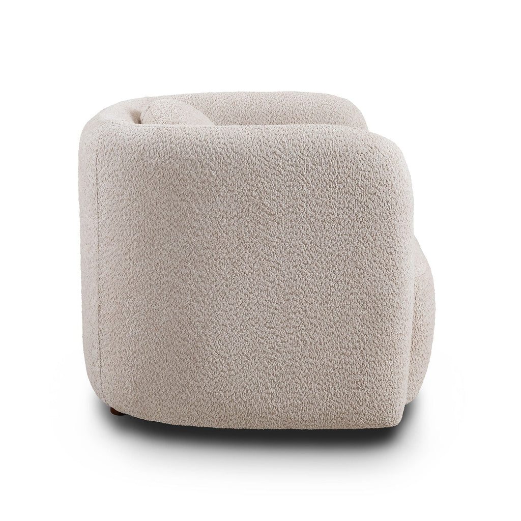 Japandi Style Accent Square Chair with Solid Wood Legs - Beige or White