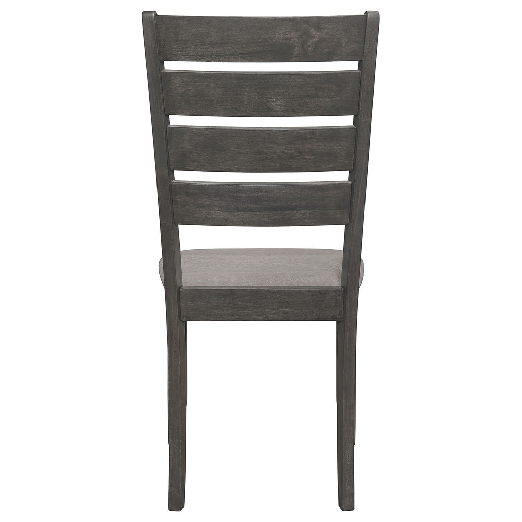 Padded Seat Dining Chairs with Tapered Slats - Set of 2, Dark Gray or Black