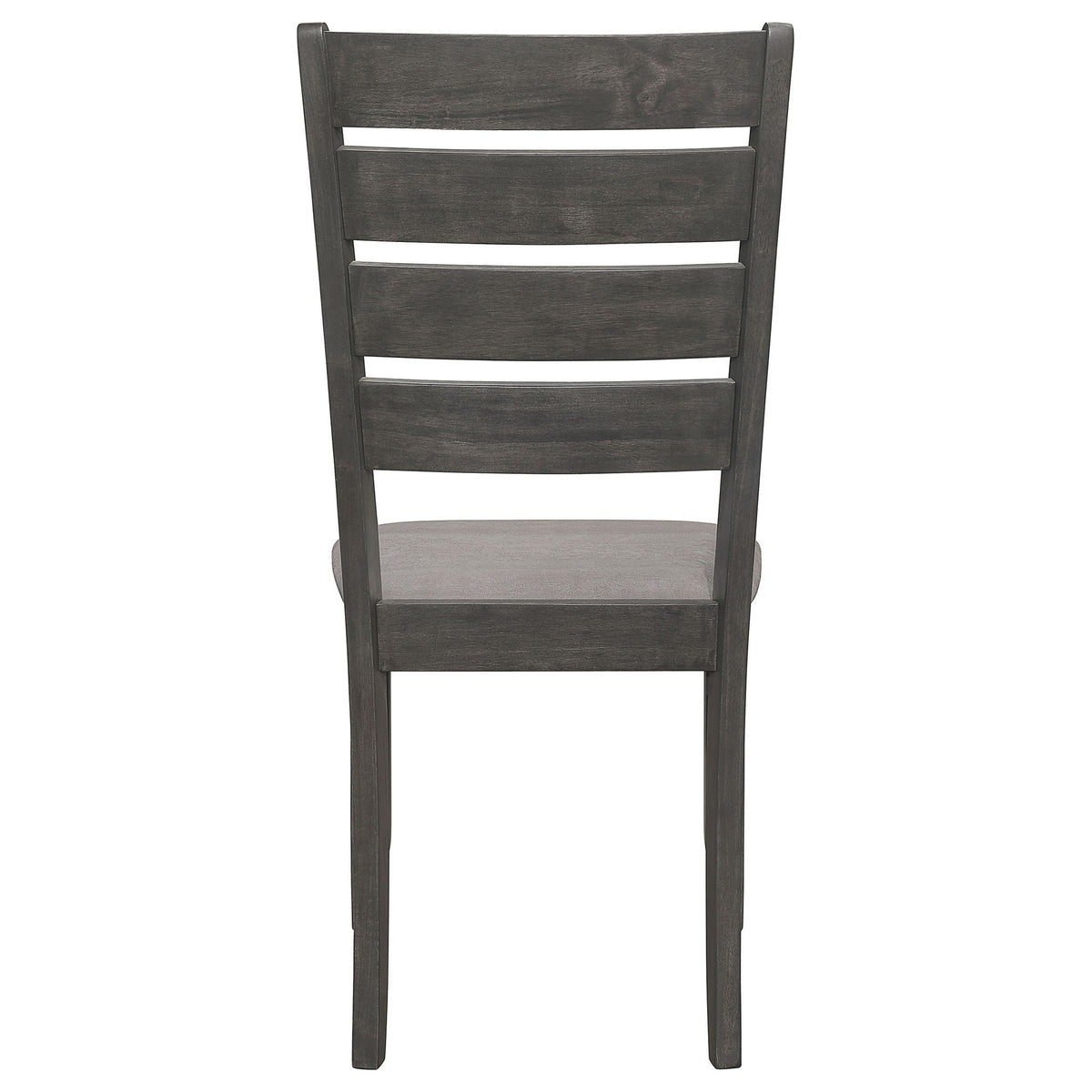 Padded Seat Dining Chairs with Tapered Slats - Set of 2, Dark Gray or Black