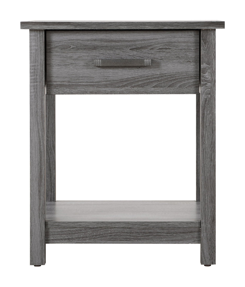 Accent Nightstand with Smooth Roller Drawer Glides - Gray, Light Brown, or Dark Brown