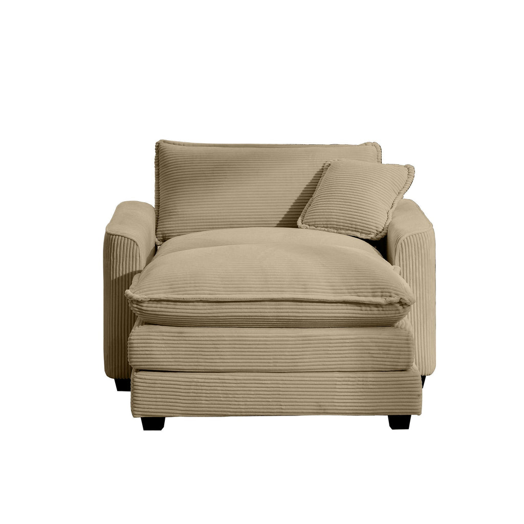 Modern Comfortable Single Chair & Ottoman with Deep Seat - Multiple Colors